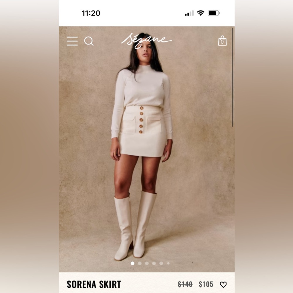 Sezane Sorena Skirt in Ecru - Merino wool